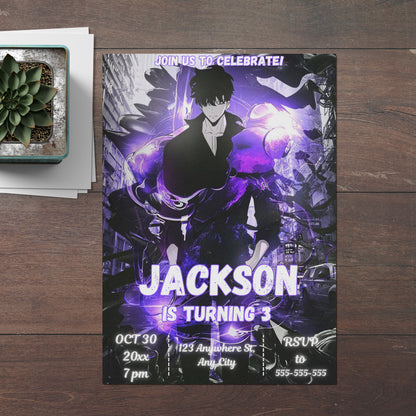 Solo Leveling Birthday Invitation Template - CreativeRino