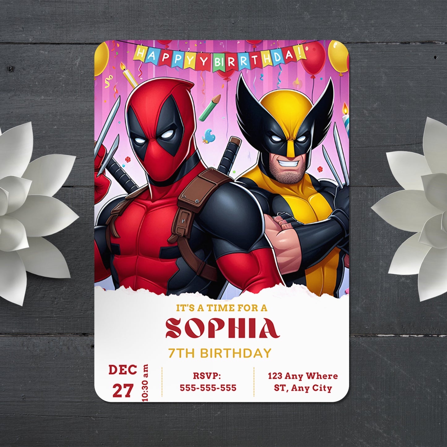 Deadpool & Wolverine Birthday Invitation Template - CreativeRino
