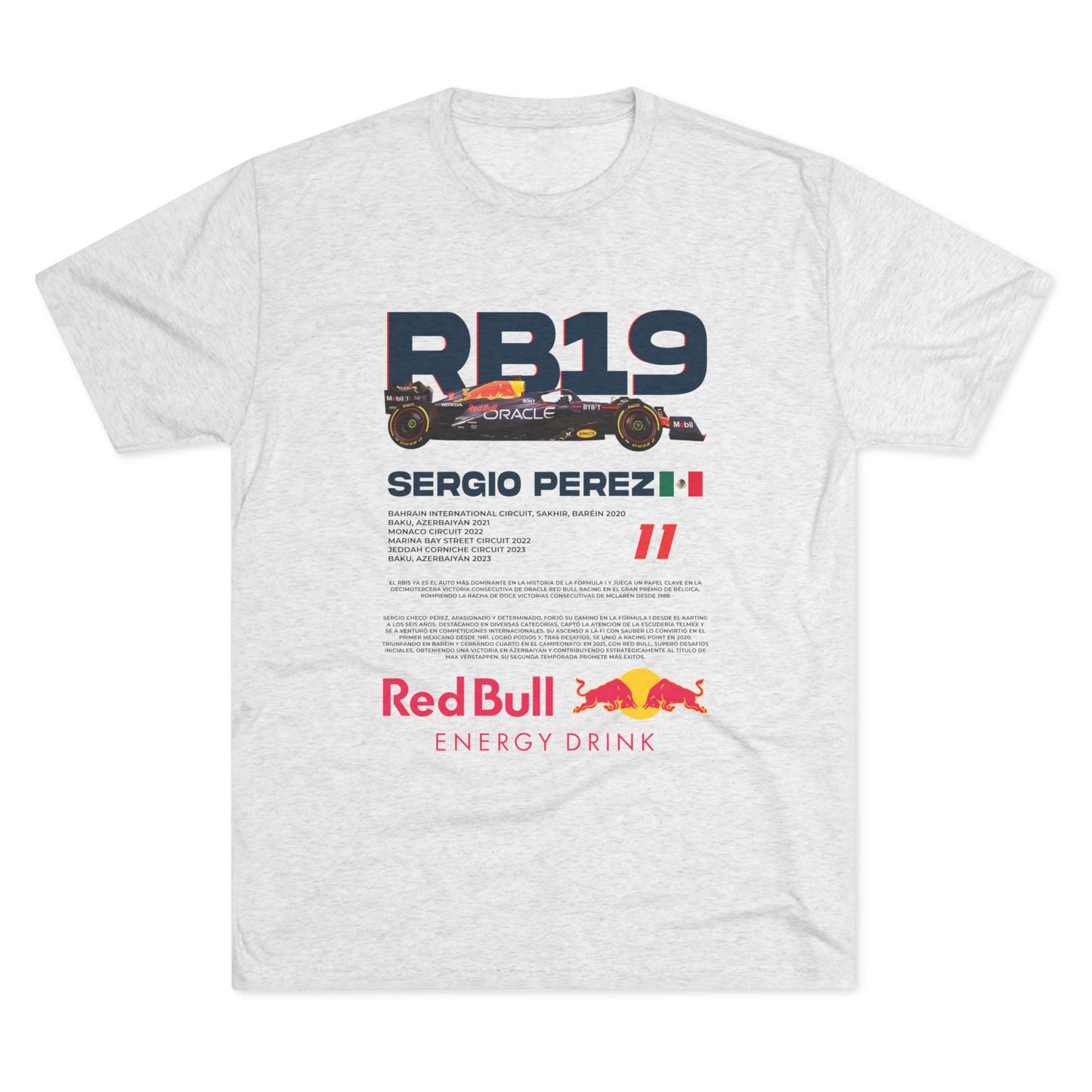 Unisex Tri-Blend Crew Tee - RB19 Sergio Perez F1 Racing T-shirt - CreativeRino