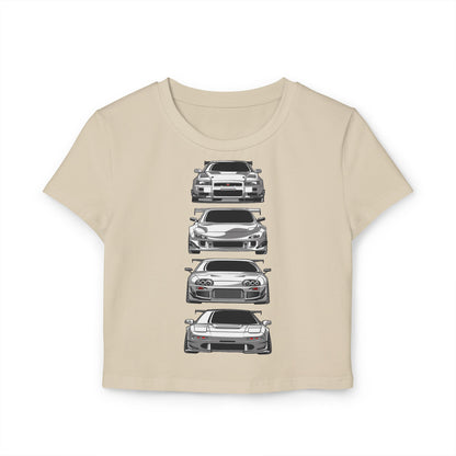 Women's Car Enthusiast Baby Tee - Classic Automotive T-shirt Designs - CreativeRino
