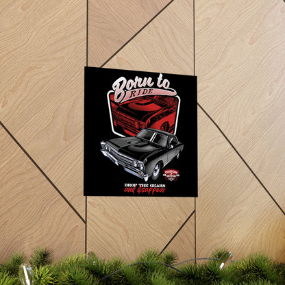 Vintage Car Poster - 'Born to Ride' with Custom Motor Design - CreativeRino