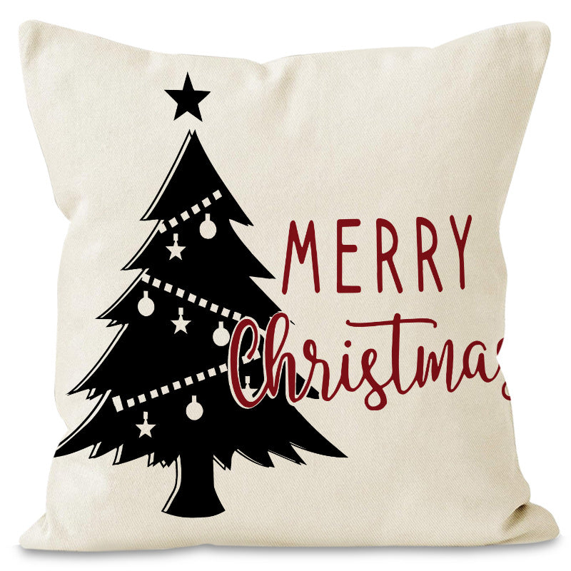Christmas Tree & Snowflake Printed Pillow Cover | Rustic Linen Cushion Case for Holiday Party & Sofa Decor eprolo