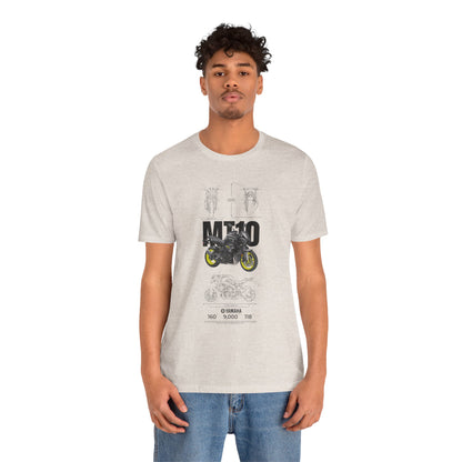 Yamaha MT 10 Motorcycle Tee - Unisex Jersey Short Sleeve T-shirt for Riders - CreativeRino