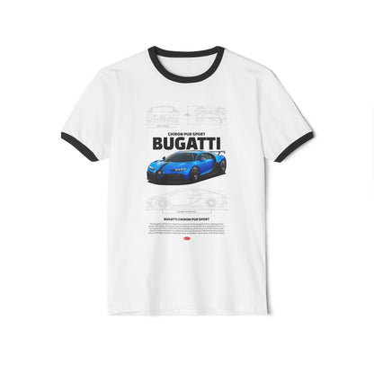 Bugatti Chiron Pur Sport Car Unisex Cotton Ringer T-Shirt | Automotive Enthusiasts Apparel - CreativeRino