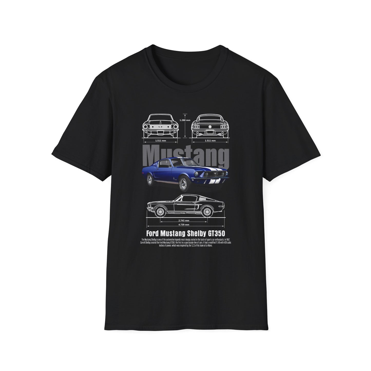 Ford Mustang Shelby GT350 Unisex Softstyle T-Shirt - Car Lovers Tee - CreativeRino