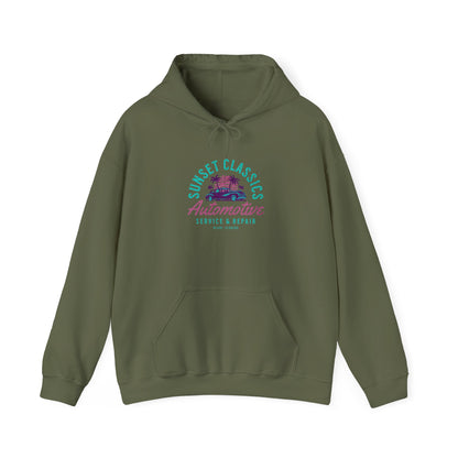 Sunset Classics Automotive Hoodie - Heavy Blend Unisex Sweatshirt - CreativeRino