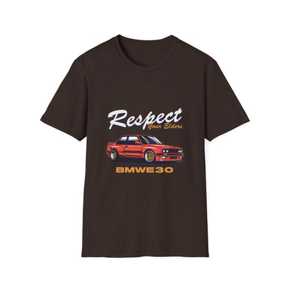 Respect Your Elders BMW E30 Unisex Softstyle T-Shirt - CreativeRino