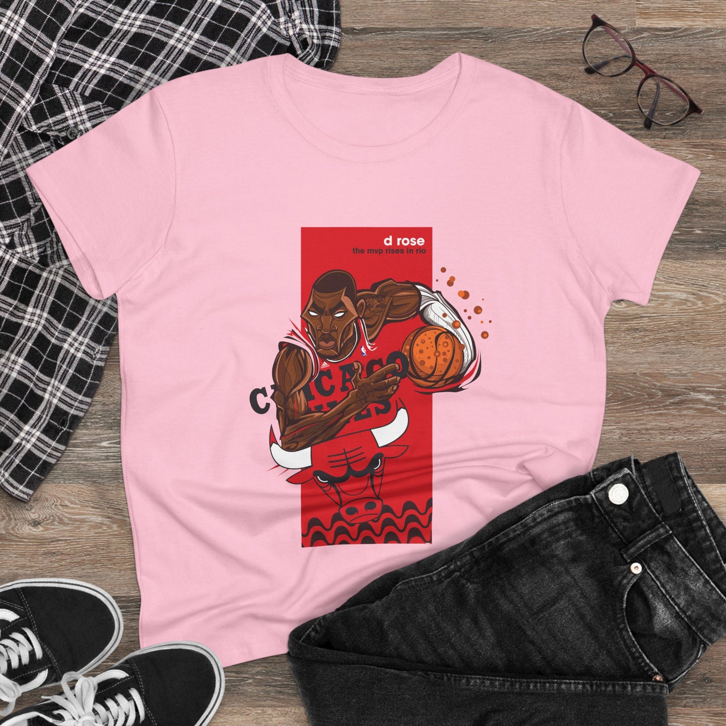 Women's Derrick Rose Basketball Graphic T-shirt- Celebrate Your Passion for the Game! - CreativeRino