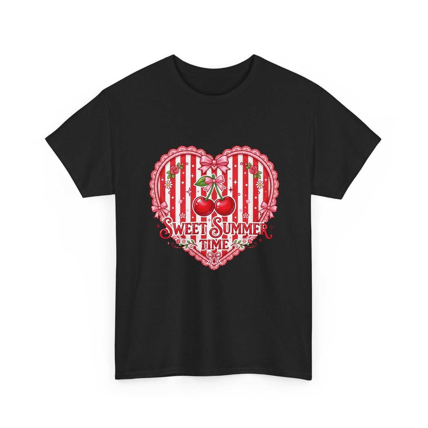 Sweet Summer Time Cherry Heart T-Shirt Printify