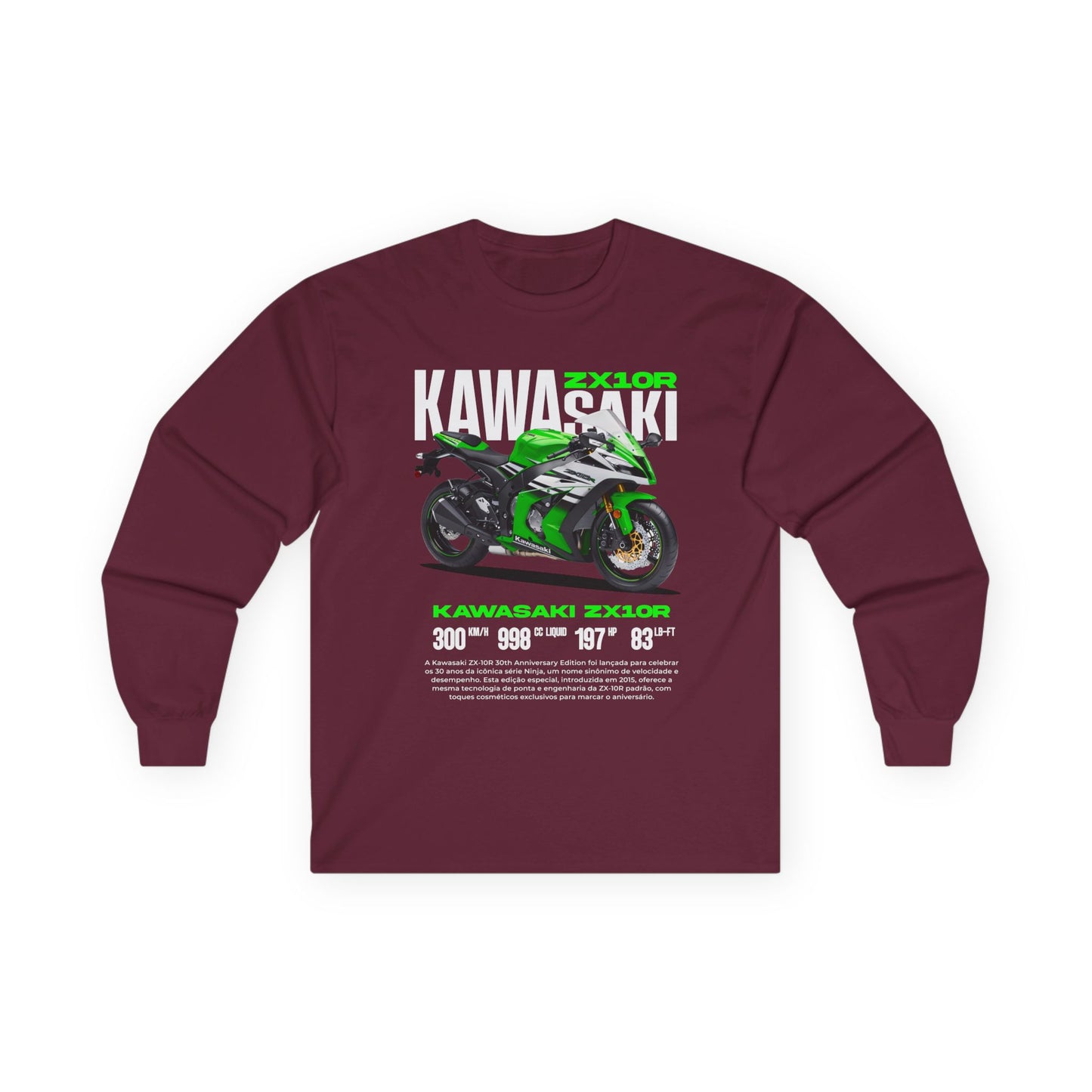 Kawasaki Ninja ZX-10R Unisex Ultra Cotton Long Sleeve Tee - Perfect T-shirt Gift for Motorcycle Enthusiasts - CreativeRino