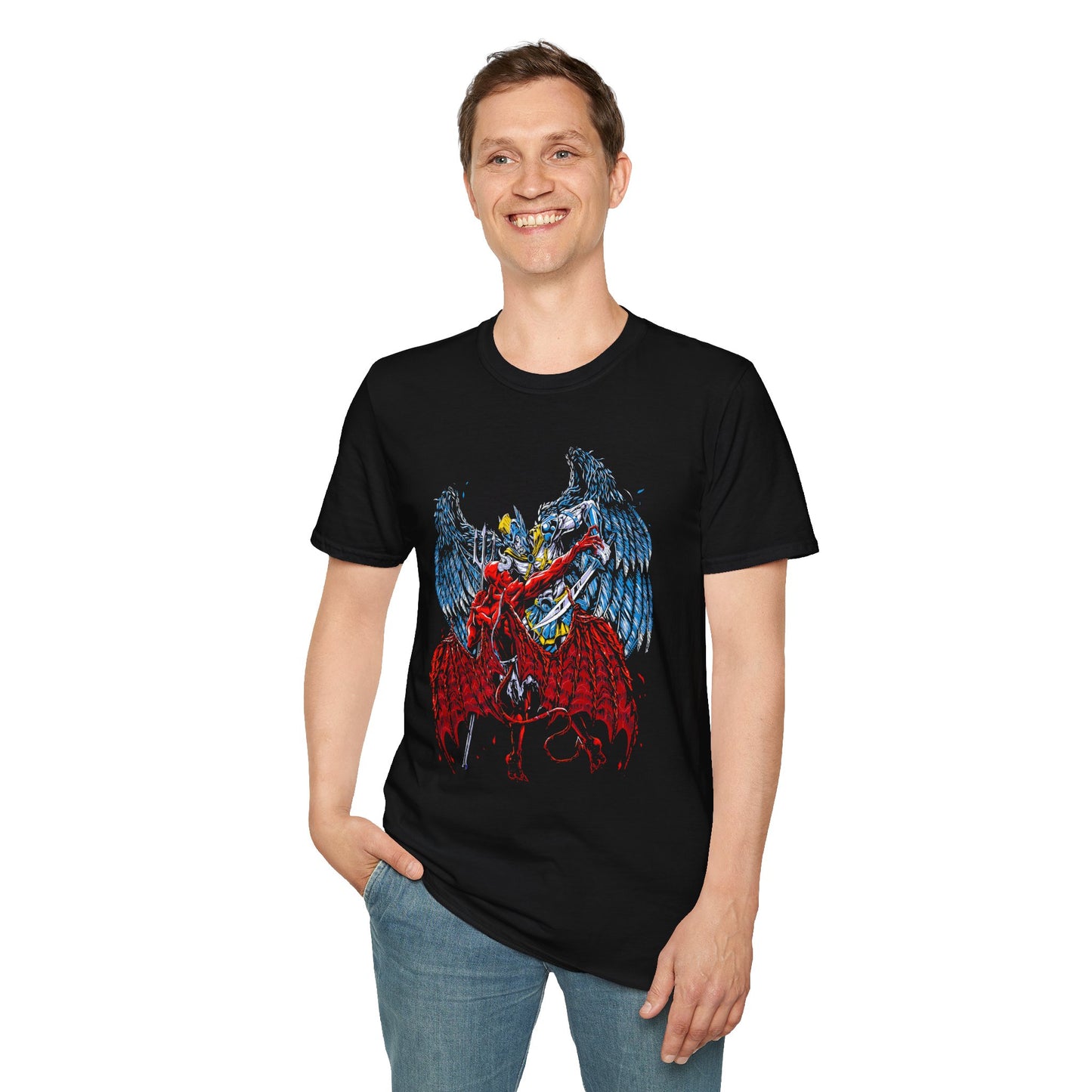 Edgy Graphic Tee - Dragon vs. Angel Design for Alternative Fashion Lovers T-shirt - CreativeRino