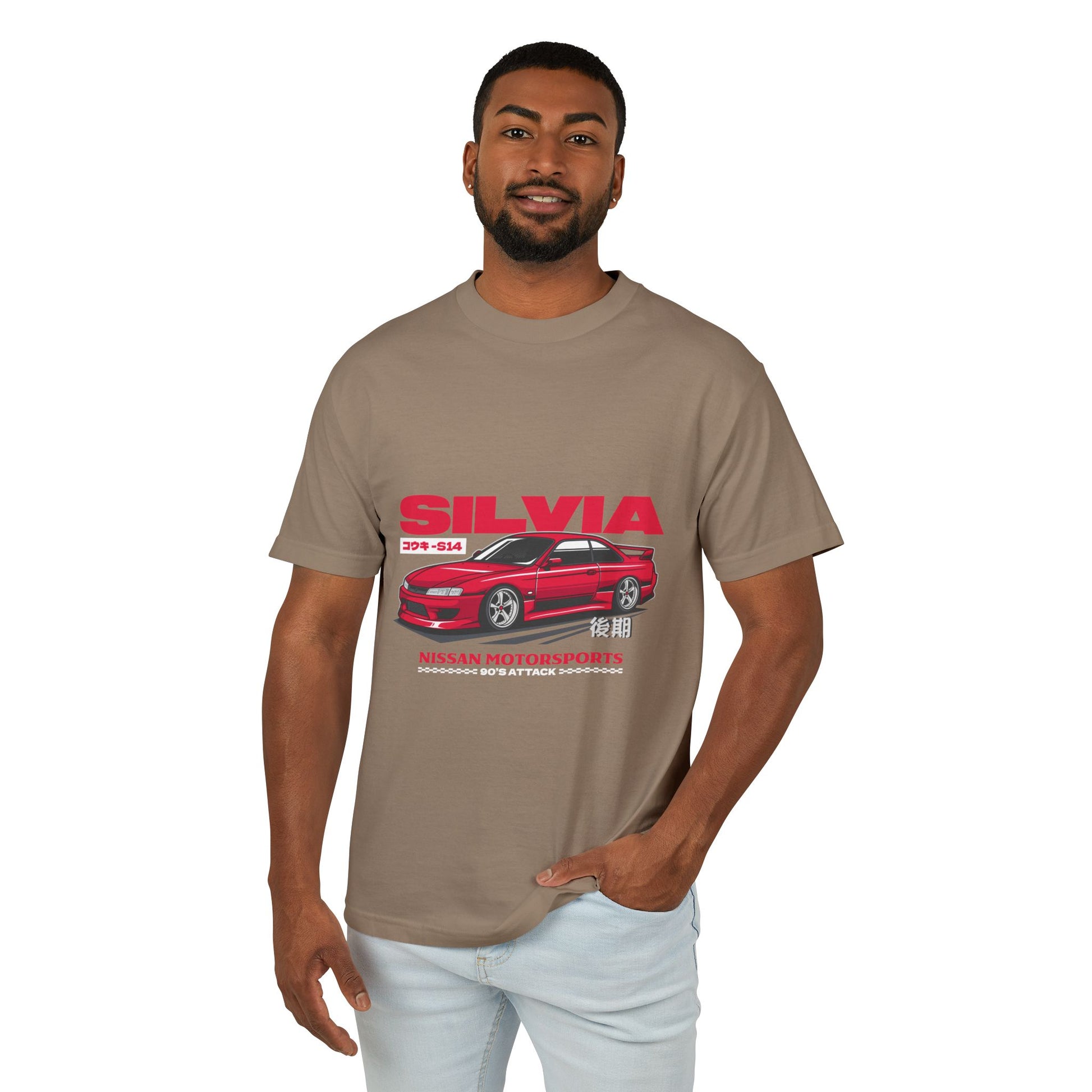 Nissan Silvia Motorsports Tee - Heavyweight Unisex Cotton T-shirt - CreativeRino