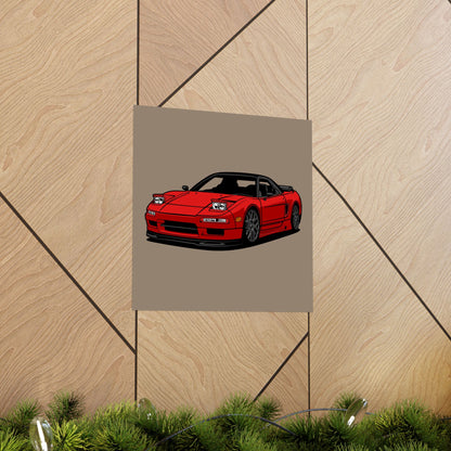 Sports Car Matte Vertical Poster - Red Sports Car Art for Auto Enthusiasts - CreativeRino