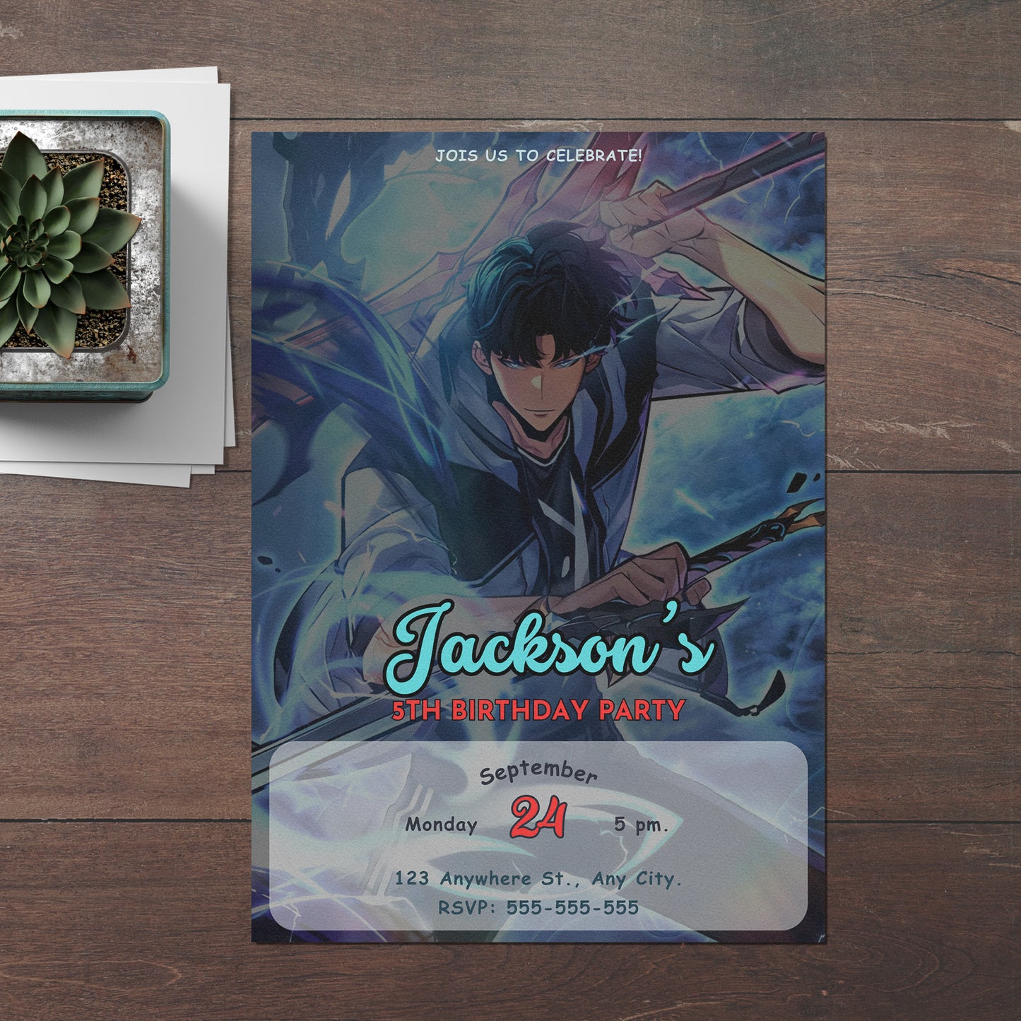Solo Leveling Birthday Invitation Template - CreativeRino