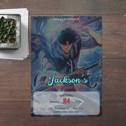 Solo Leveling Birthday Invitation Template - CreativeRino
