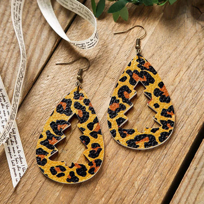 Laser Cut Faux Leather Christmas Tree Earrings | Lightweight Holiday Dangle Jewelry eprolo