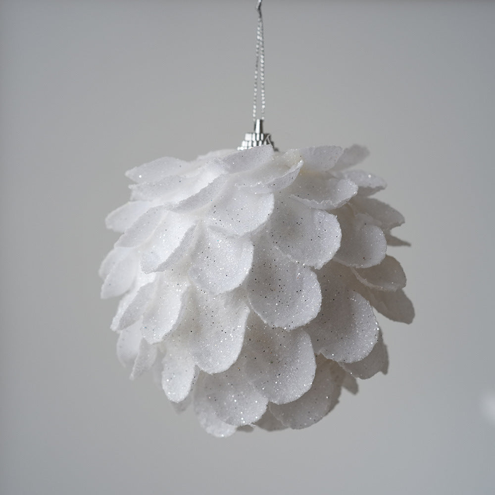 Elegant White Petal Christmas Ball Ornament | Sparkling Foam Decoration for Winter Wonderland Christmas Tree eprolo