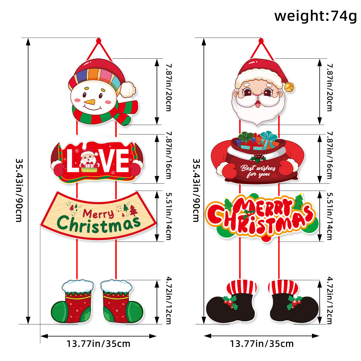 Santa & Snowman Christmas Door Banner Set | Festive Hanging Couplets & Party Decor eprolo