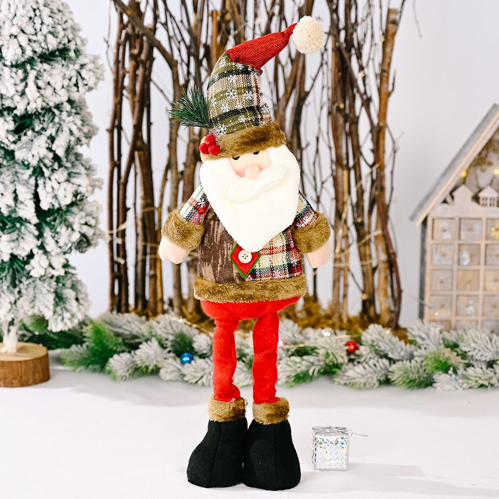 Adjustable Telescopic Christmas Doll | Plush Santa Claus & Snowman Standing Ornament Decor