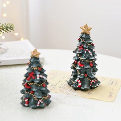 Miniature Resin Christmas Tree Ornament | Desktop Holiday Scene Decoration & Gift eprolo