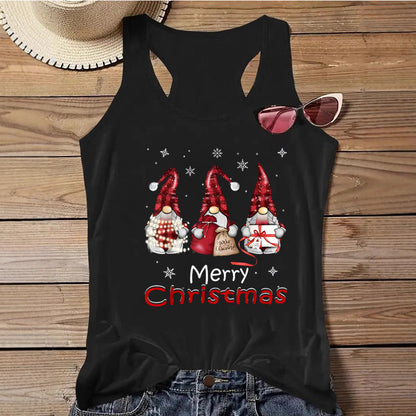 Women's Christmas Print Tank Top | Festive Racerback/Flowy Sleeveless Shirt | Tropical Holiday or Workout Top eprolo