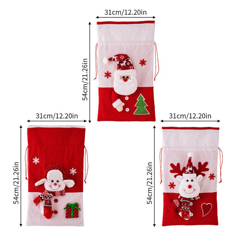 Large Drawstring Christmas Gift Bag | Cartoon Snowman & Santa Candy Pouch Bundle eprolo