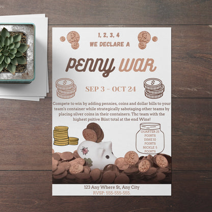 Penny War Fundraiser Flyer Template CreativeRino