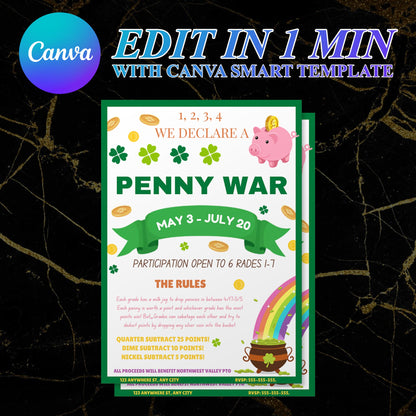Penny War Fundraiser Flyer Invite Template CreativeRino