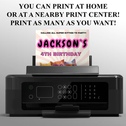 Superkitties Birthday Invitation Template - CreativeRino