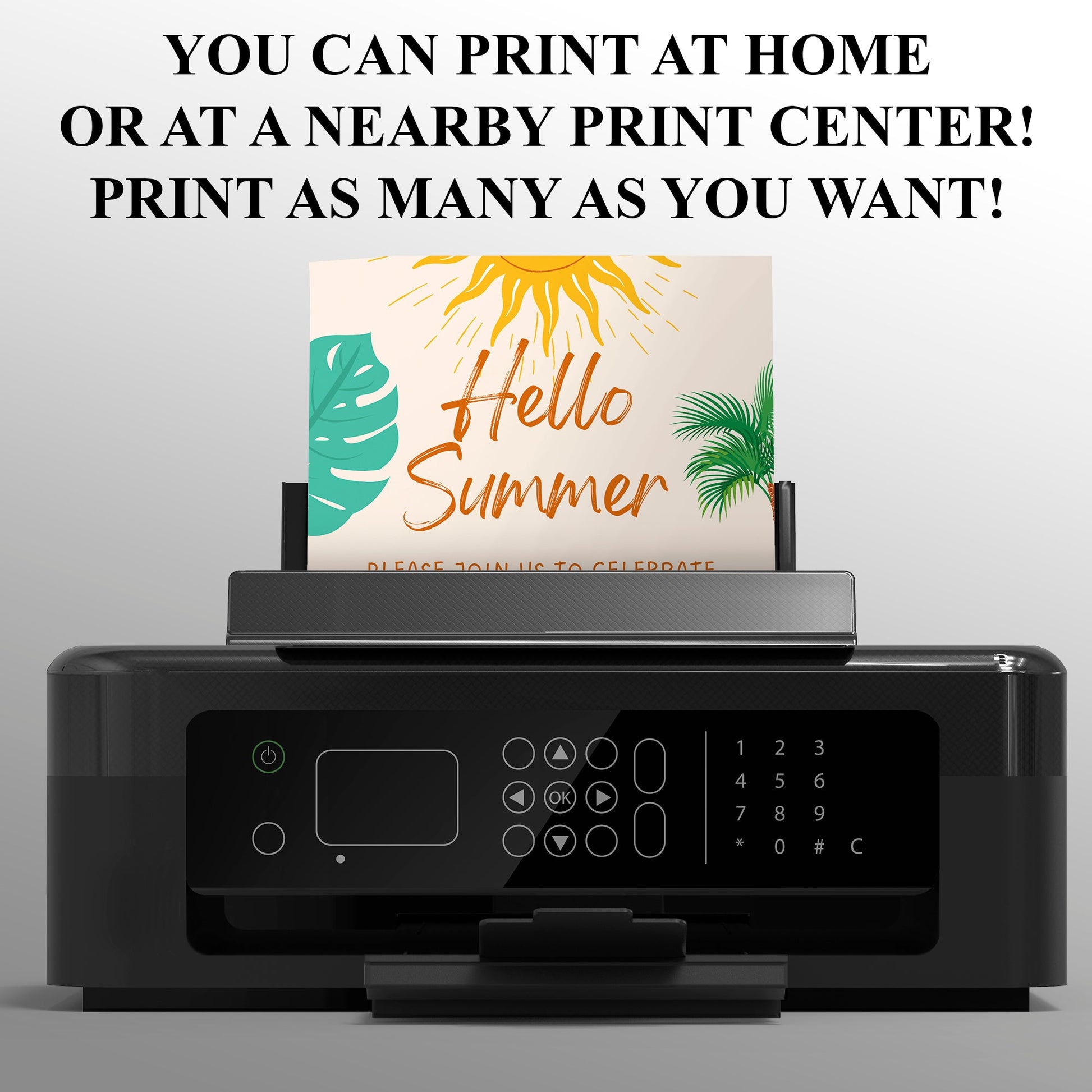 Hello Summer Party Invitation | Hello Summer Theme Invite Canva Template CreativeRino