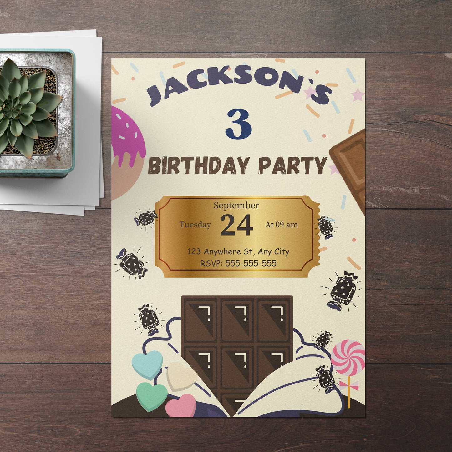 Chocolate Factory Golden Ticket Birthday Invitation Template