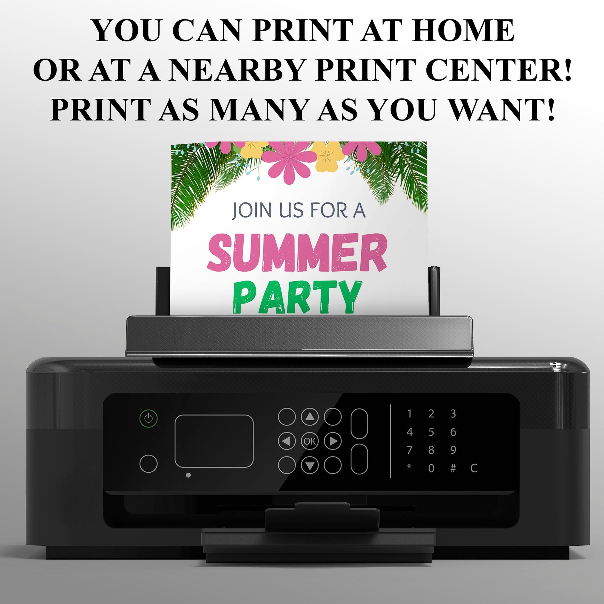 Summer Party Invitation Canva Template | Summer Party Theme Invite CreativeRino