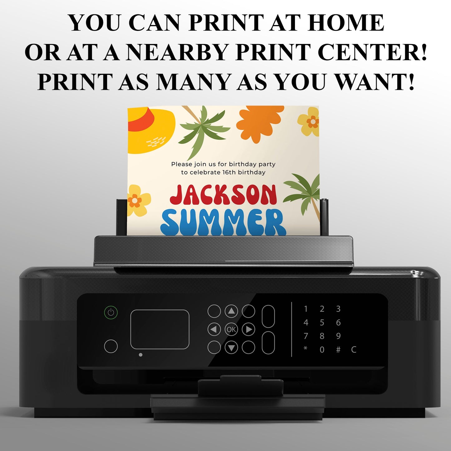 Summer Birthday Party Invitation | Summer Party Theme Invite Canva Template CreativeRino