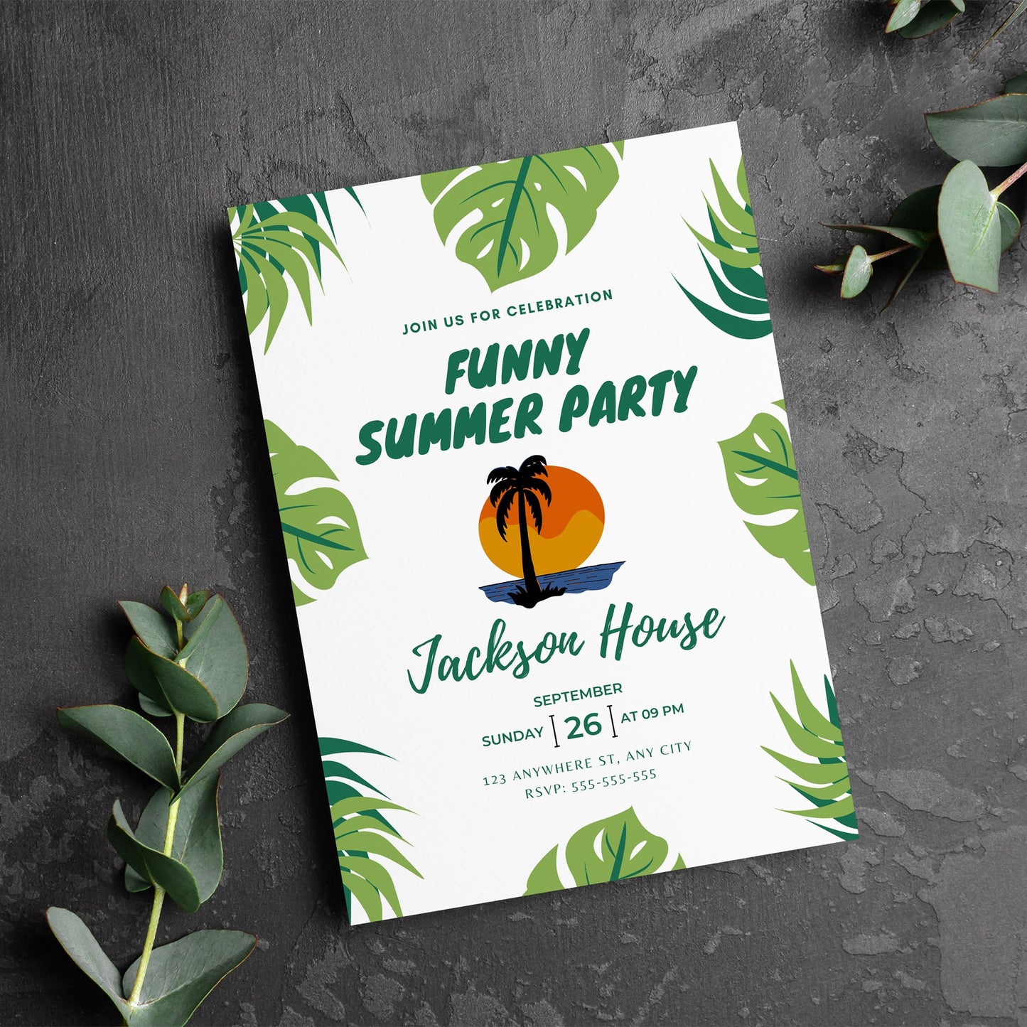 Funny Summer Party Invite | Summer Party Invitation Canva Template CreativeRino