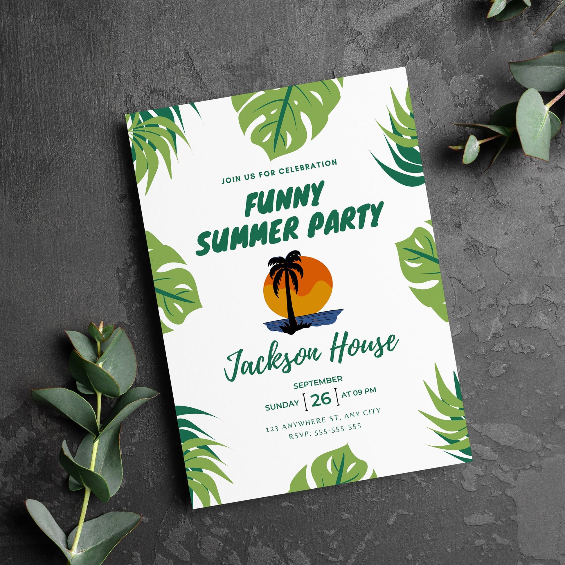 Funny Summer Party Invite | Summer Party Invitation Canva Template CreativeRino