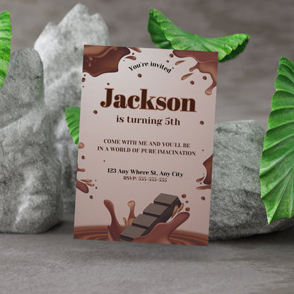 Chocolate Factory Birthday Invitation Template - CreativeRino