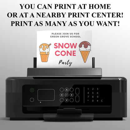 Snow Cone Party Invitation | Snow Cone Birthday Invite Canva Template CreativeRino
