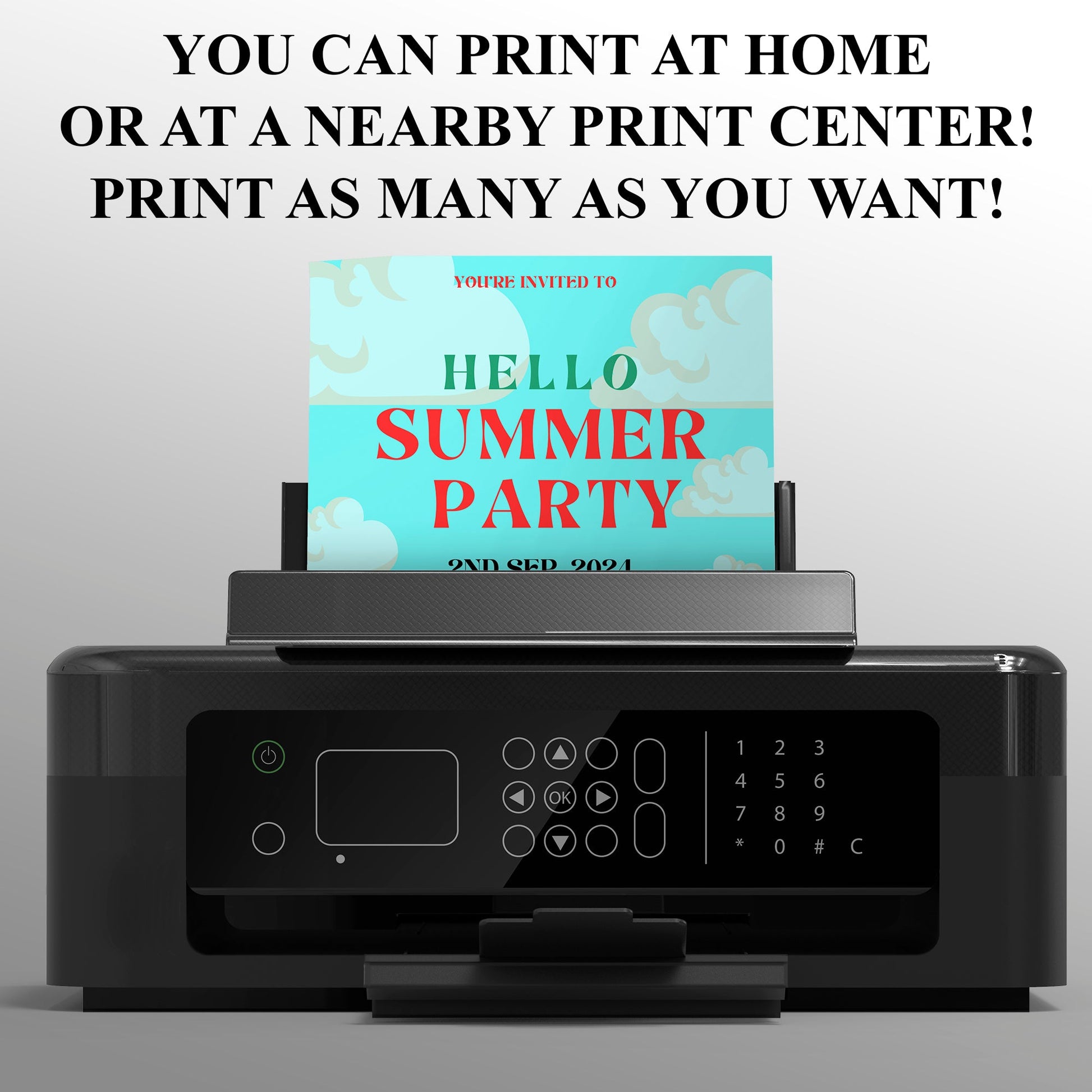 Hello Summer Party Invitation Canva Template | Hello Summer Theme Invite CreativeRino