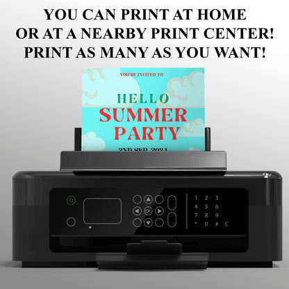 Hello Summer Party Invitation Canva Template | Hello Summer Theme Invite CreativeRino