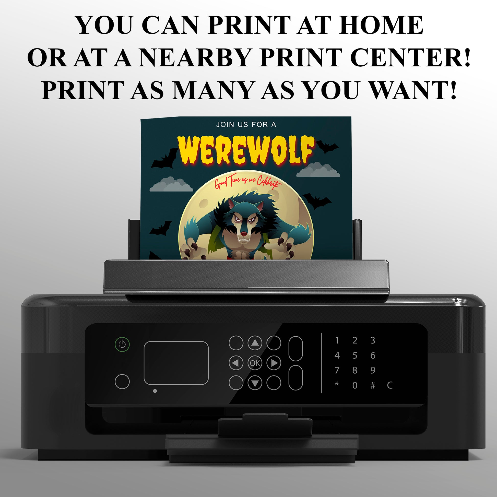 Werewolf Birthday Invitation Template - CreativeRino