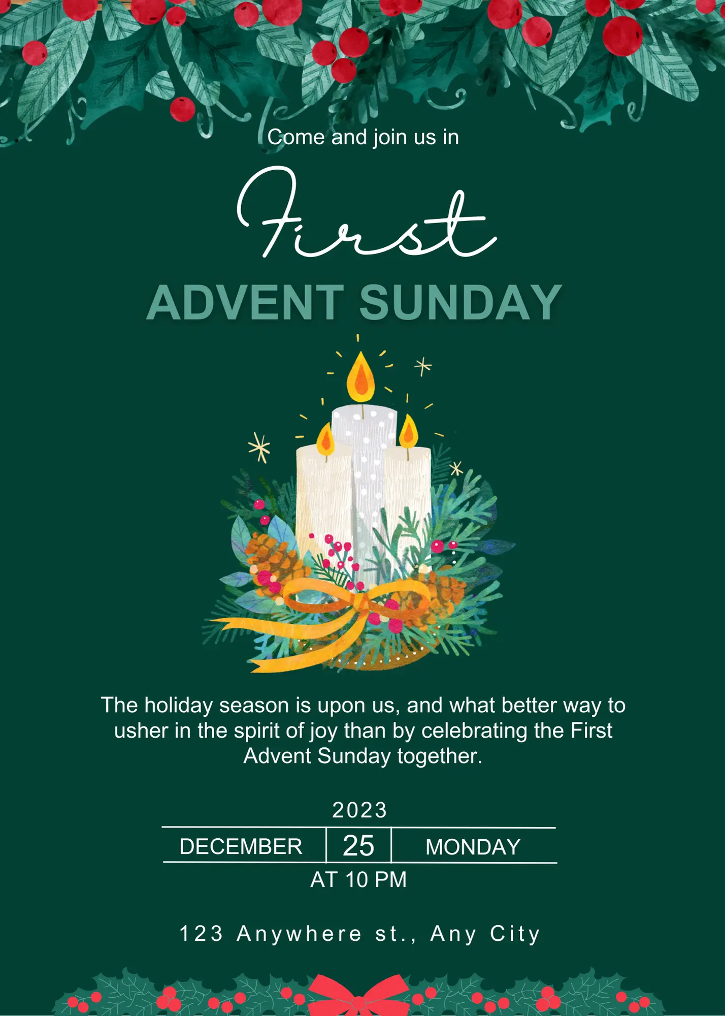 Advent Invitation Template | Advent Celebration Party Invite - CreativeRino