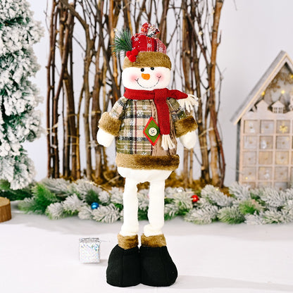 Adjustable Telescopic Christmas Doll | Plush Santa Claus & Snowman Standing Ornament Decor