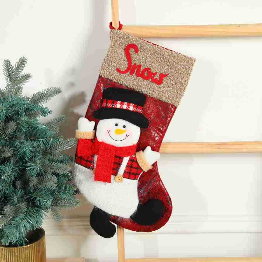 Christmas Character Socks Gift Bag | Santa, Elk & Snowman Decorative Hanging Pendant (Candy & Small Gift Holder) eprolo
