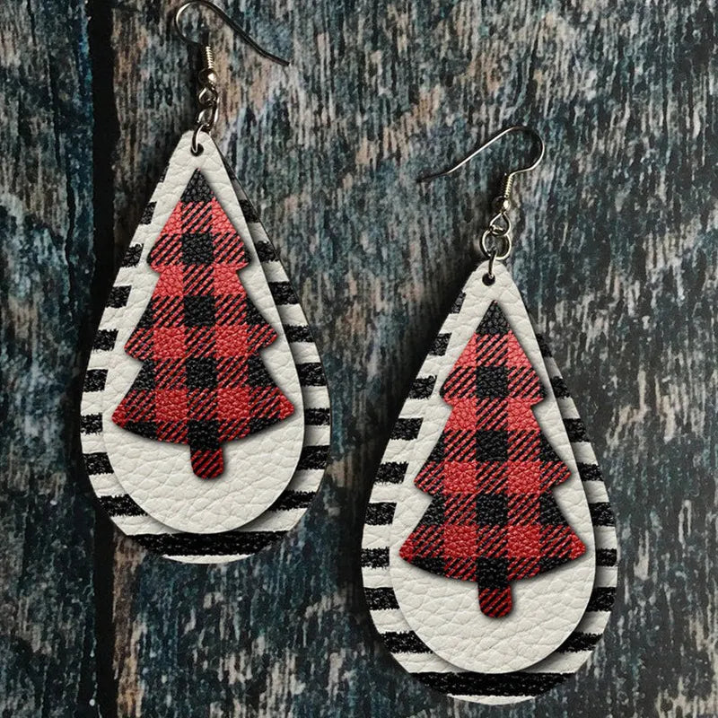 ightweight Faux Leather Christmas Tree Dangle Earrings | Holiday Statement Jewelry eprolo