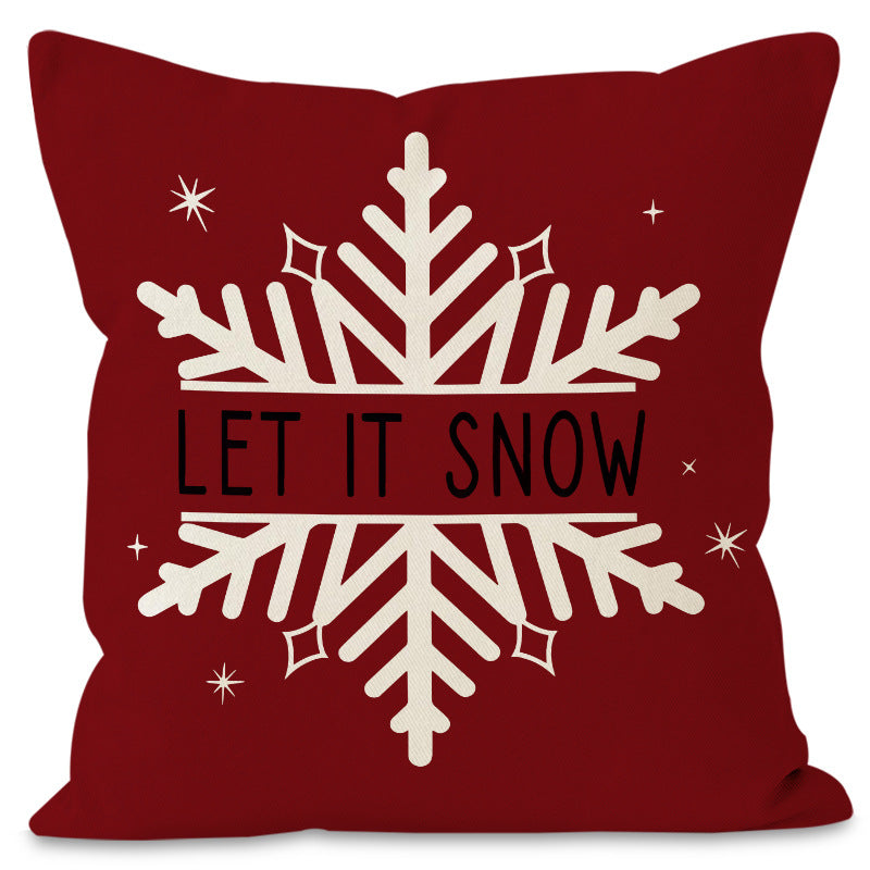 Christmas Tree & Snowflake Printed Pillow Cover | Rustic Linen Cushion Case for Holiday Party & Sofa Decor eprolo