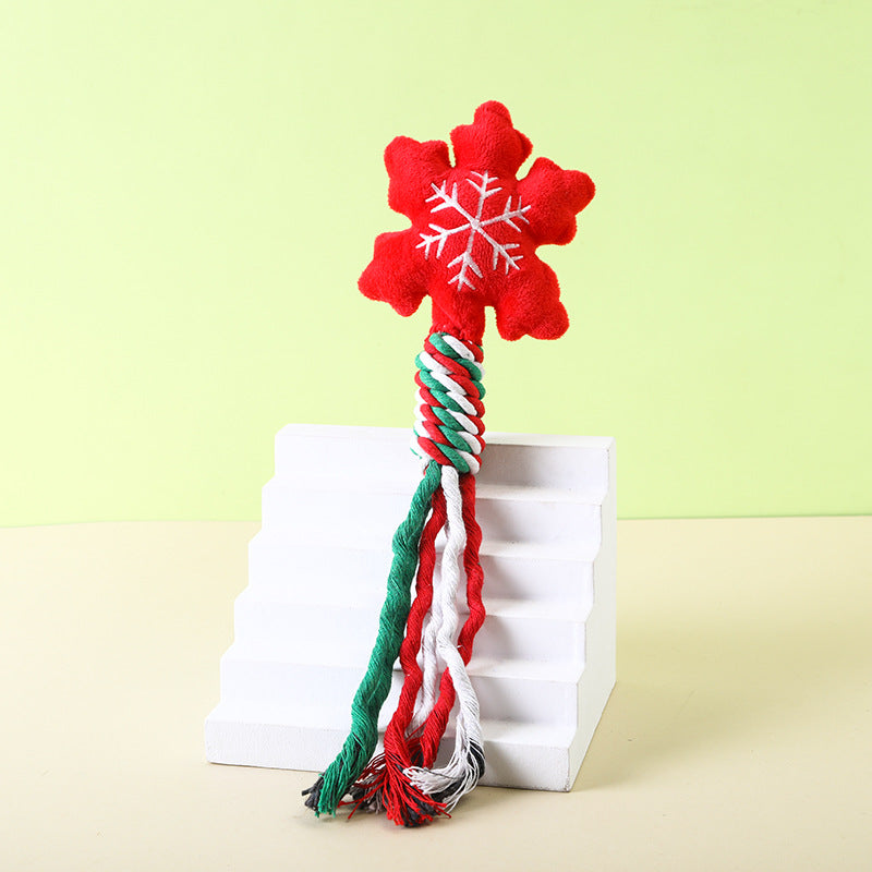 Durable Christmas Cotton Rope Plush Toy | Teeth Grinding Dog & Cat Festive Chew Toy eprolo