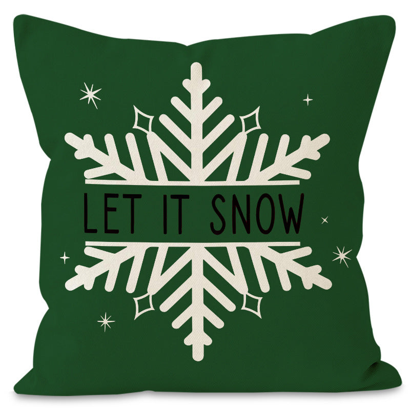 Christmas Tree & Snowflake Printed Pillow Cover | Rustic Linen Cushion Case for Holiday Party & Sofa Decor eprolo
