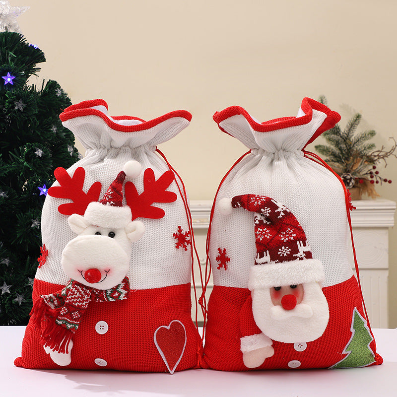 Large Drawstring Christmas Gift Bag | Cartoon Snowman & Santa Candy Pouch Bundle eprolo