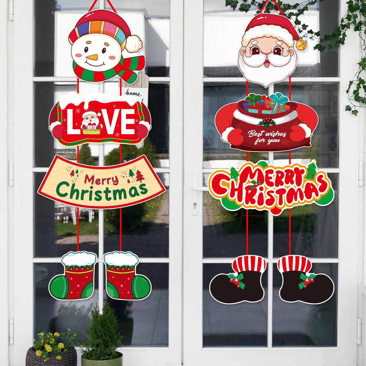 Santa & Snowman Christmas Door Banner Set | Festive Hanging Couplets & Party Decor eprolo