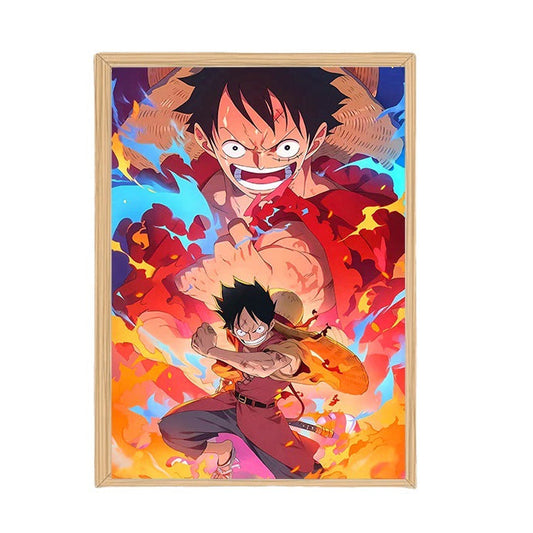 One Piece LED Light Painting Photo Frame | Luffy & Zoro Night Light | Creative Anime Bedside Decor & Christmas Gift eprolo